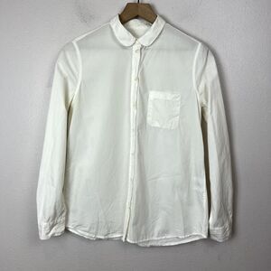 Sezane Womens Long Sleeve Casual Button-Up Shirt Size 38 / M Ivory Classic FLAWS